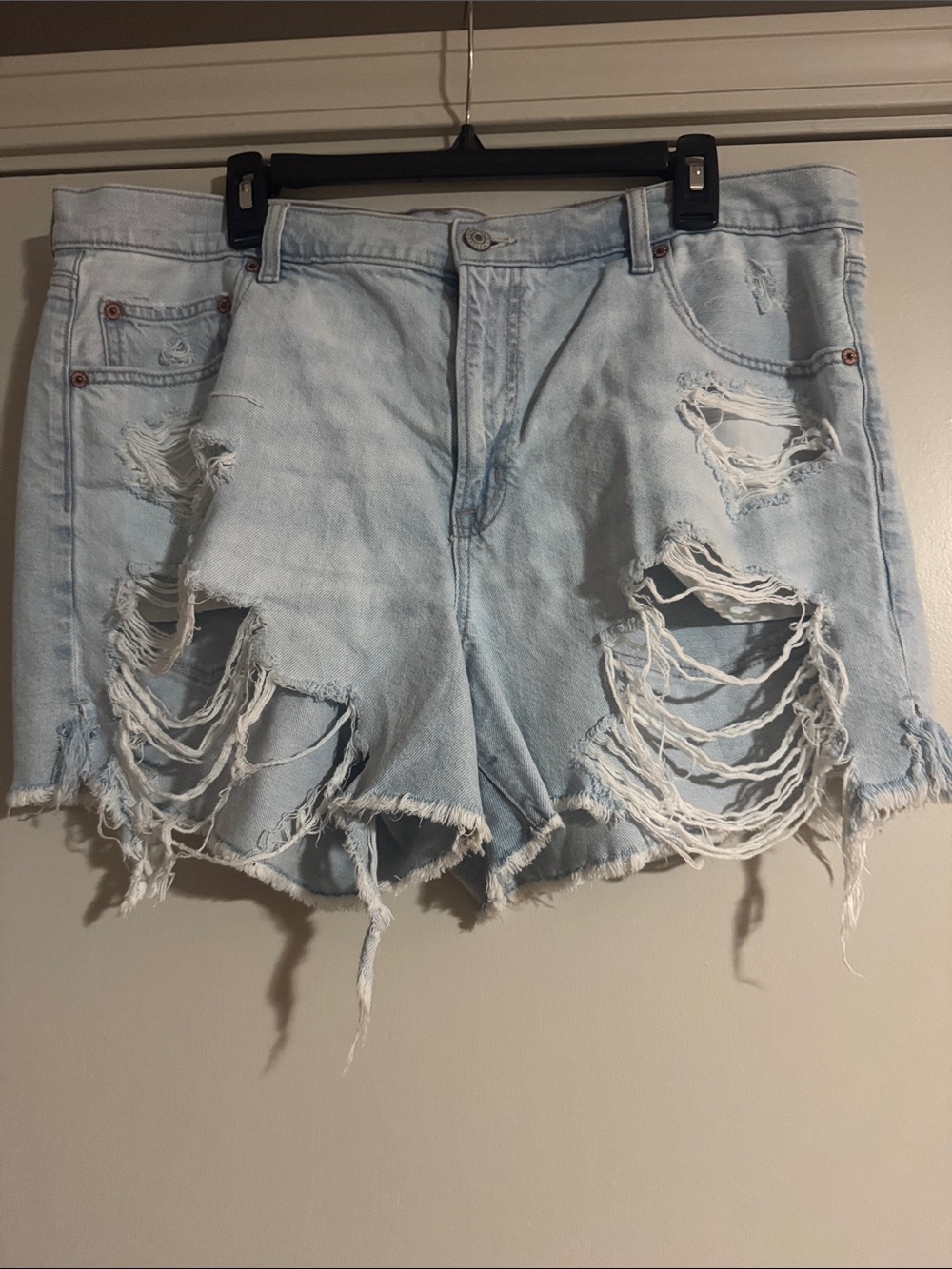 American Eagle Outfitters Light Blue Distressed Denim Shorts